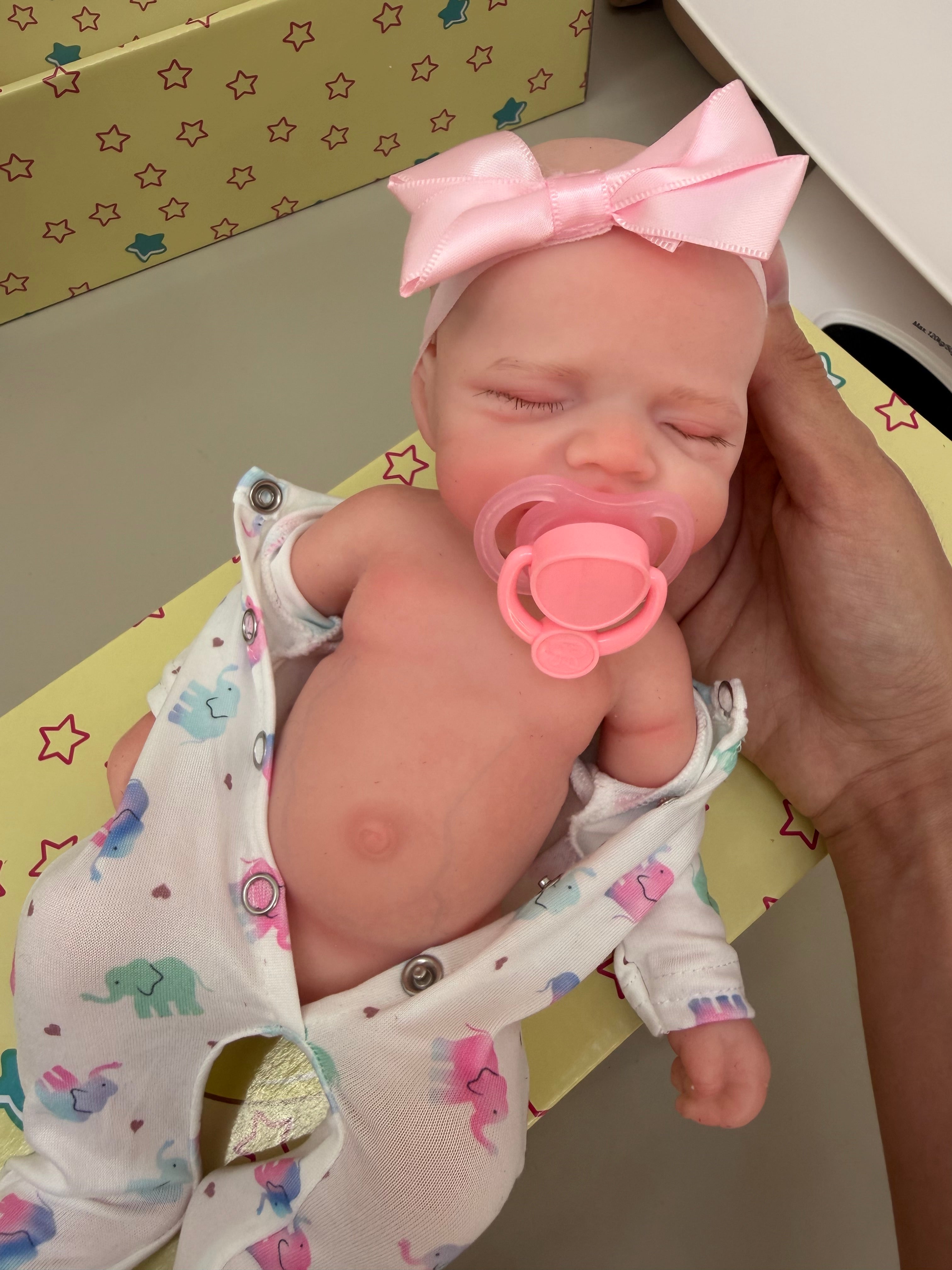 Mini MIA - Realistic 100% Silicone Reborn Baby Doll 33cm, Squishy & Floppy