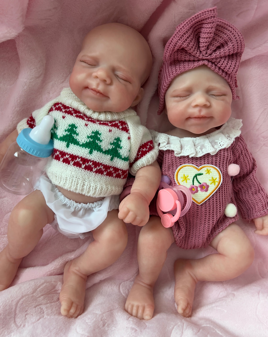 Realistic Silicone Baby Doll Twins Boy and Girl– 33cm, Squishy & Floppy