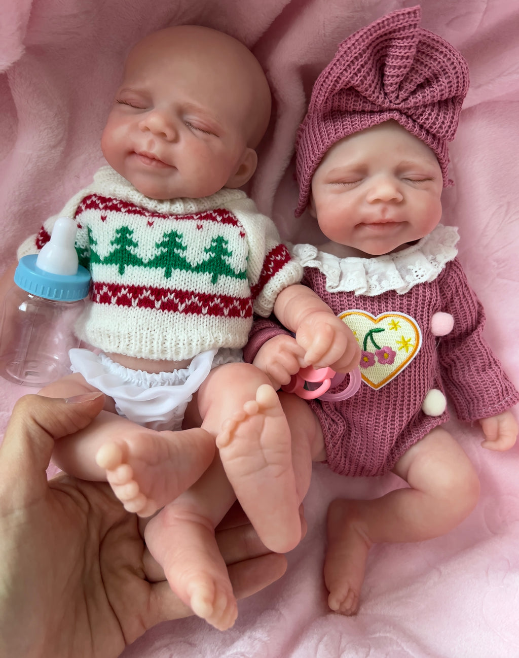 Realistic Silicone Baby Doll Twins Boy and Girl– 33cm, Squishy & Floppy