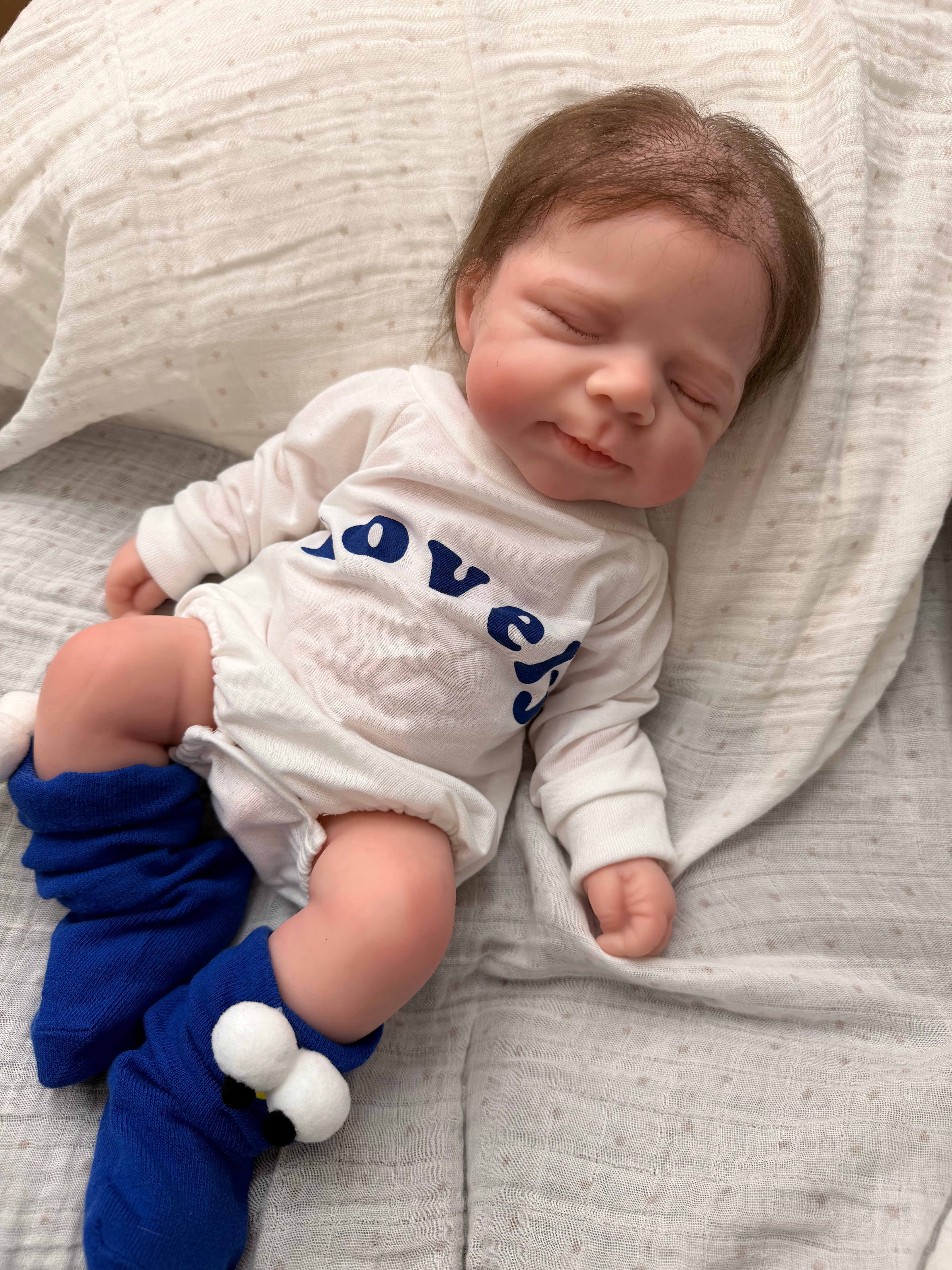 47cm Full Body Silicone Reborn Baby Boy with Hand-Rooted Mohair Hair – JACK | Dollsy