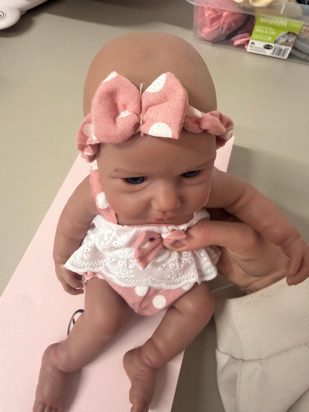 33cm Full Body Silicone Reborn Baby Girl – Mini KELLSY (Dark Skin)| Dollsy