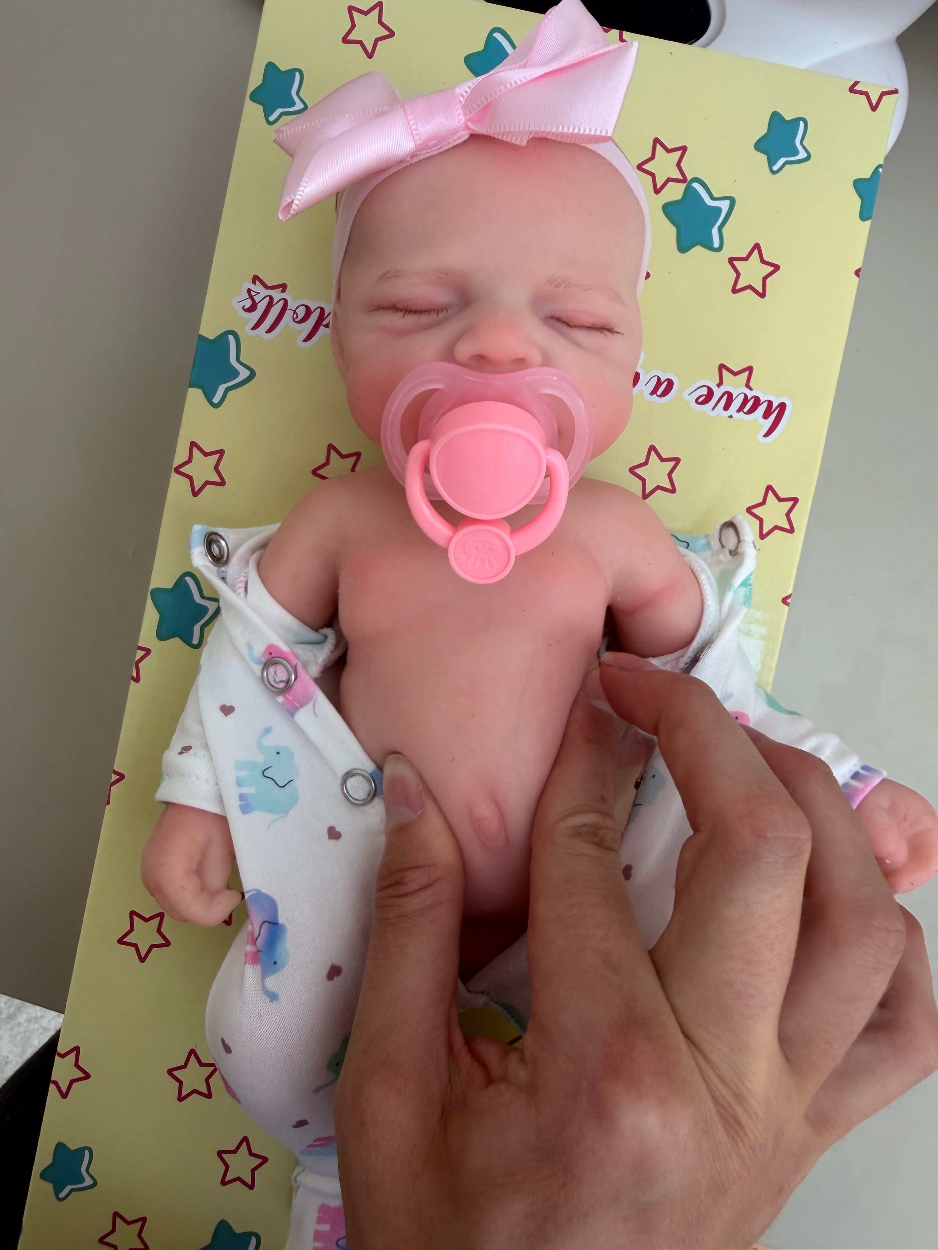 Mini MIA - Realistic 100% Silicone Reborn Baby Doll 33cm, Squishy & Floppy