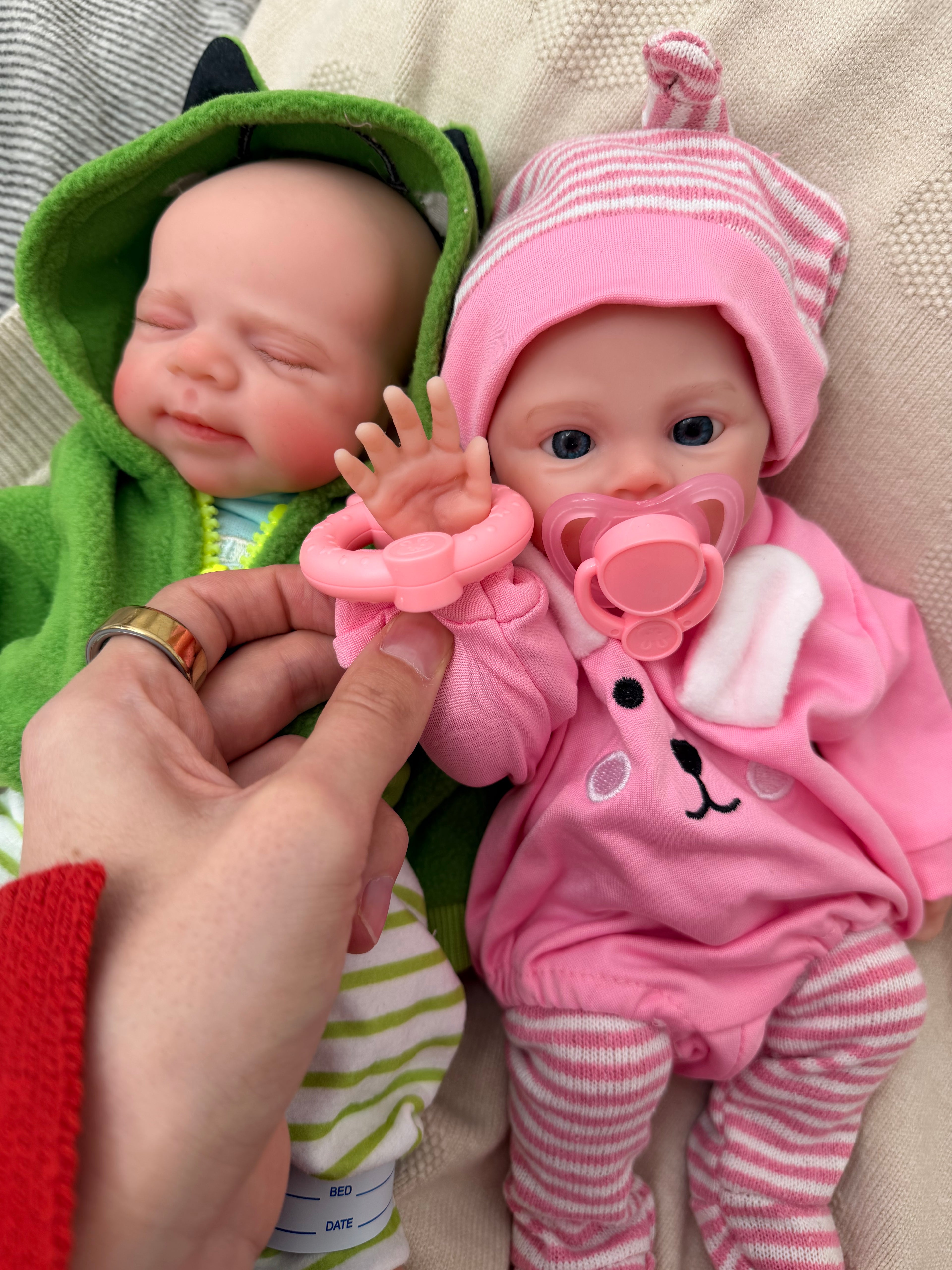 JACK & KIM - Realistic 100% Silicone Reborn Baby Dolls Twins 33cm, Squishy & Floppy