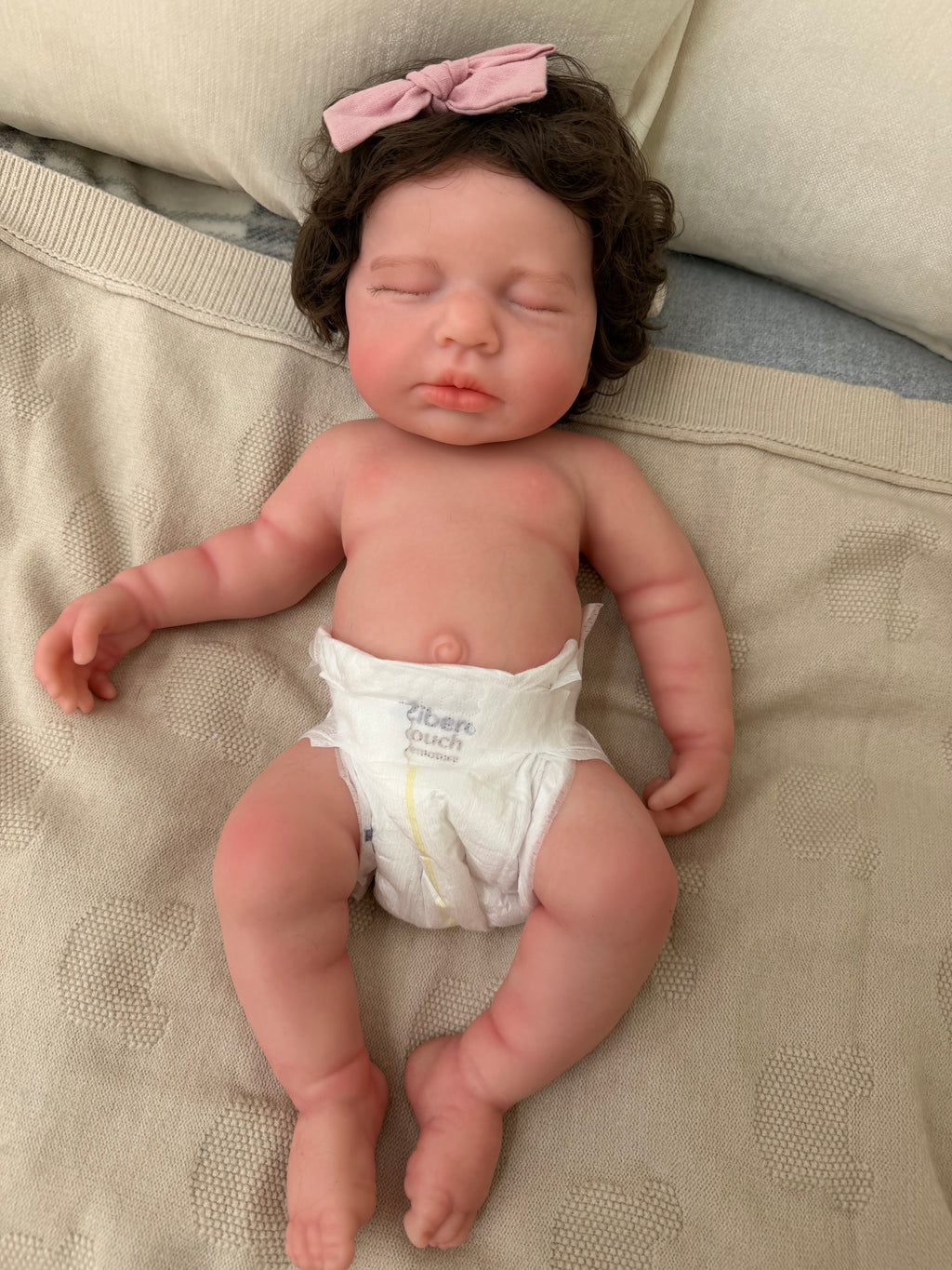 LUCINDA - (Hand-Rooted Nylon Hair)Realistic 100% Silicone Reborn Baby Doll 47cm, Squishy & Floppy