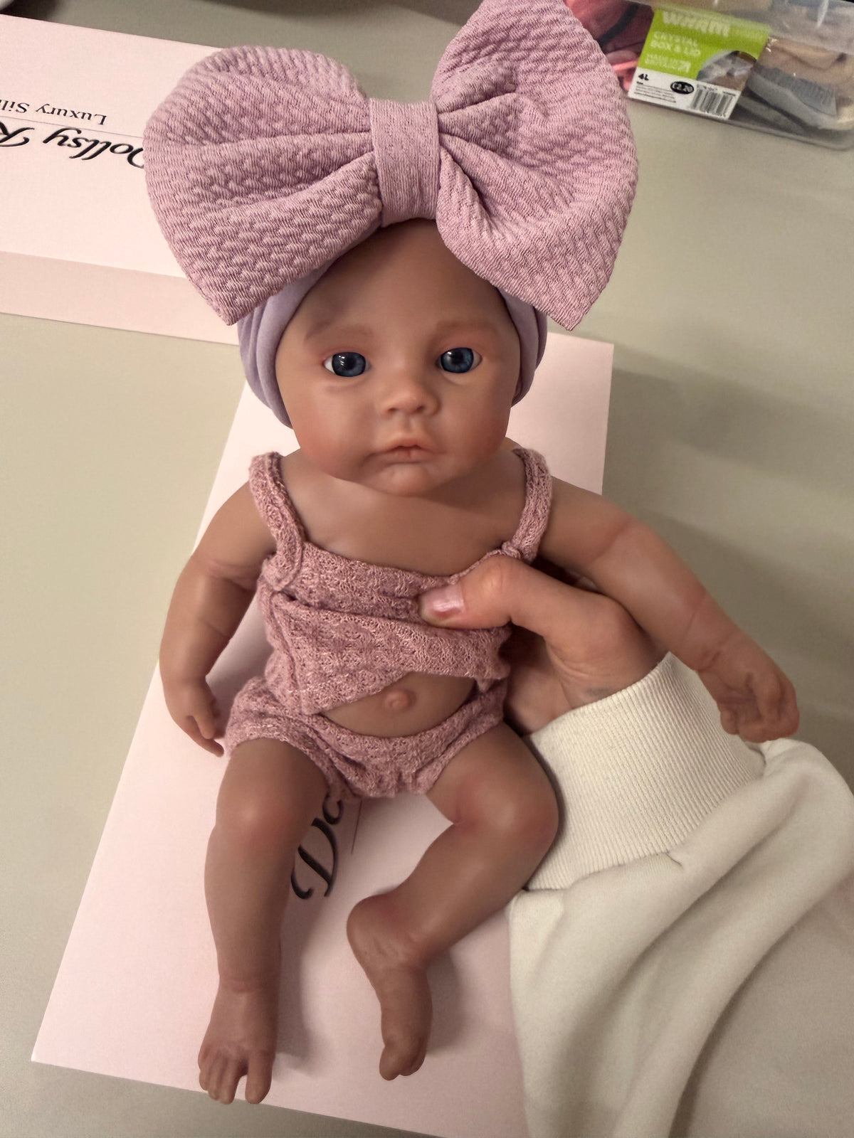 33cm Full Body Silicone Reborn Baby Girl – Mini KIM (Dark Skin)| Dollsy