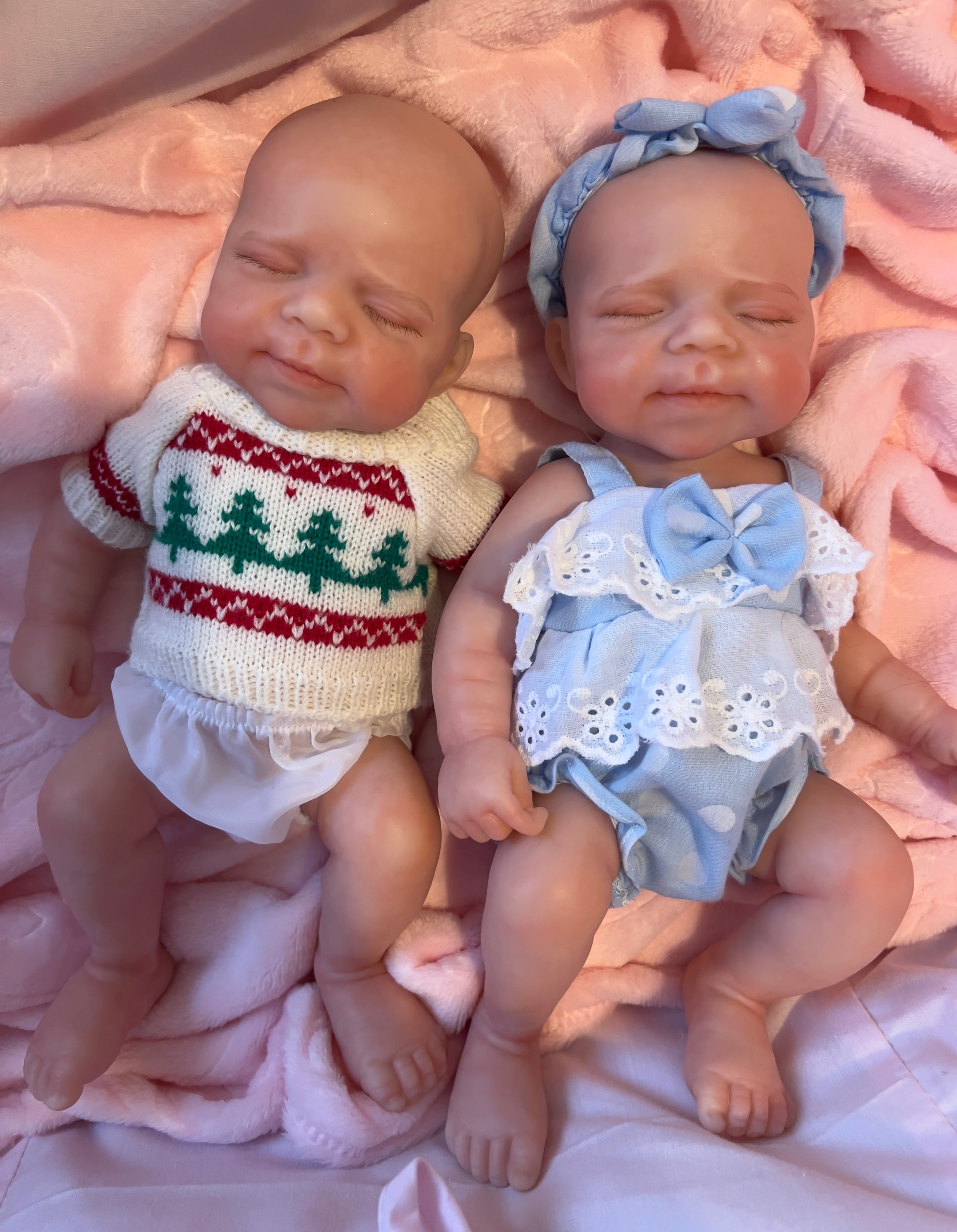 Realistic Silicone Baby Doll Twins Boy and Girl– 33cm, Squishy & Floppy