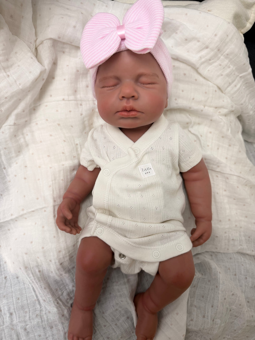 47cm Floppy Full Body Silicone Reborn Baby Girl – LUCINDA (Dark Skin) | Dollsy