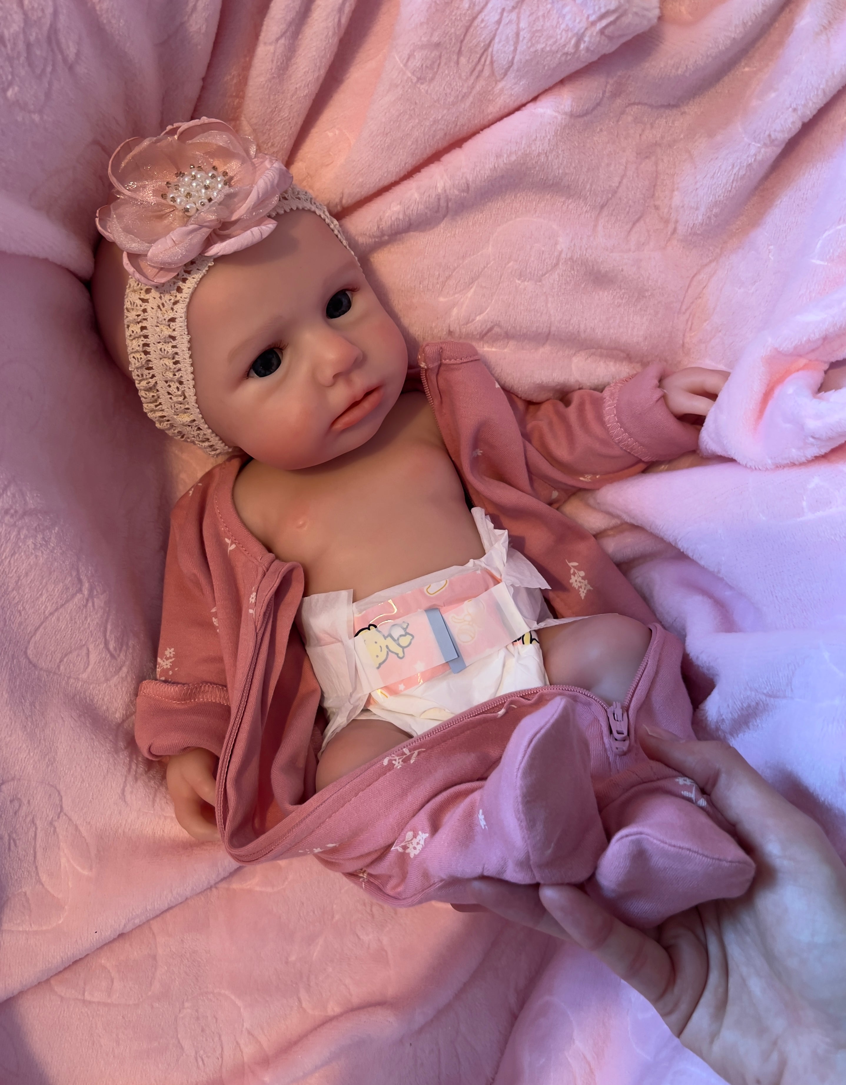 Realistic Silicone Baby Girl Doll – 47cm, Squishy & Floppy with Accessories