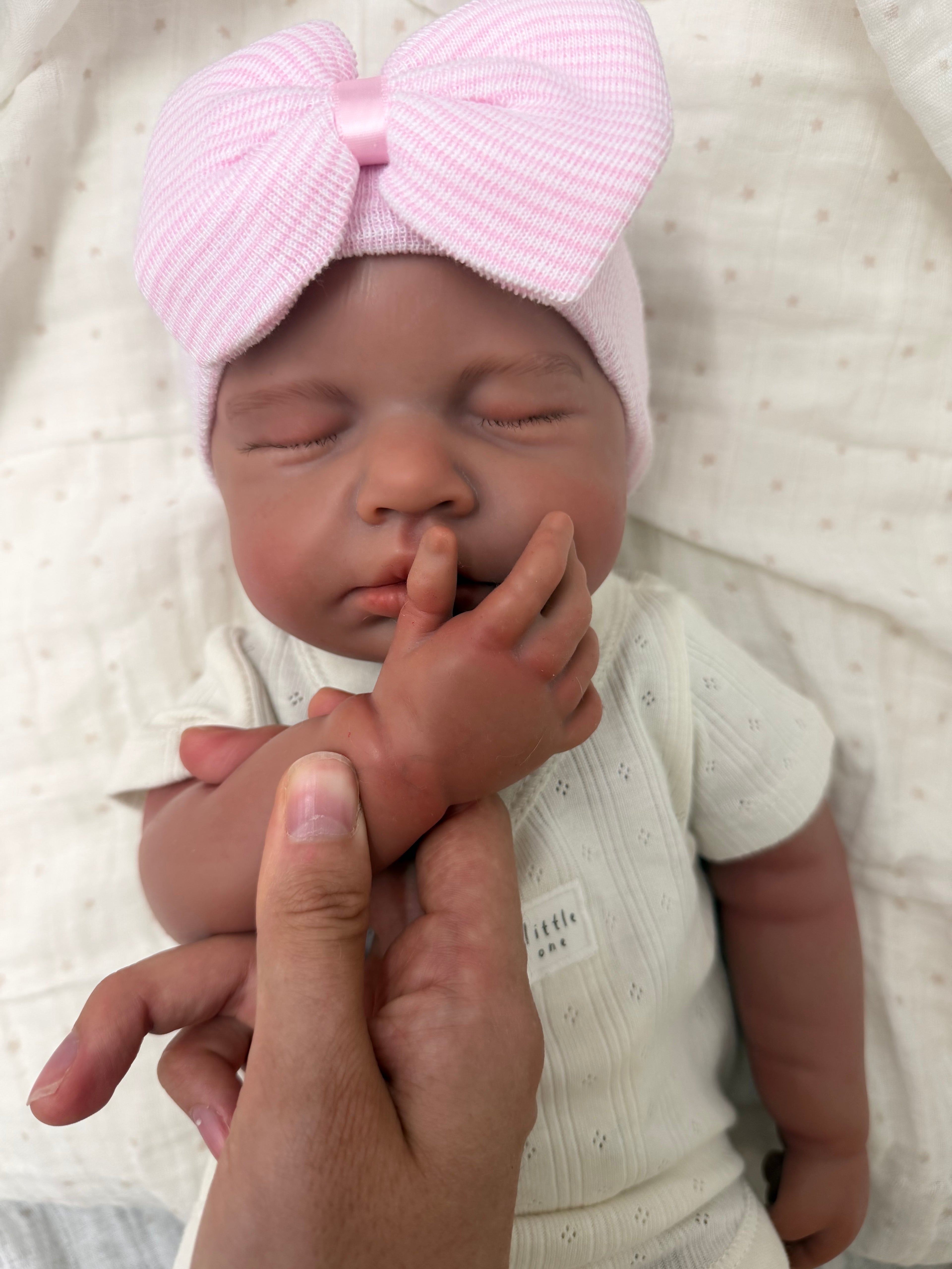 47cm Floppy Full Body Silicone Reborn Baby Girl – LUCINDA (Dark Skin) | Dollsy