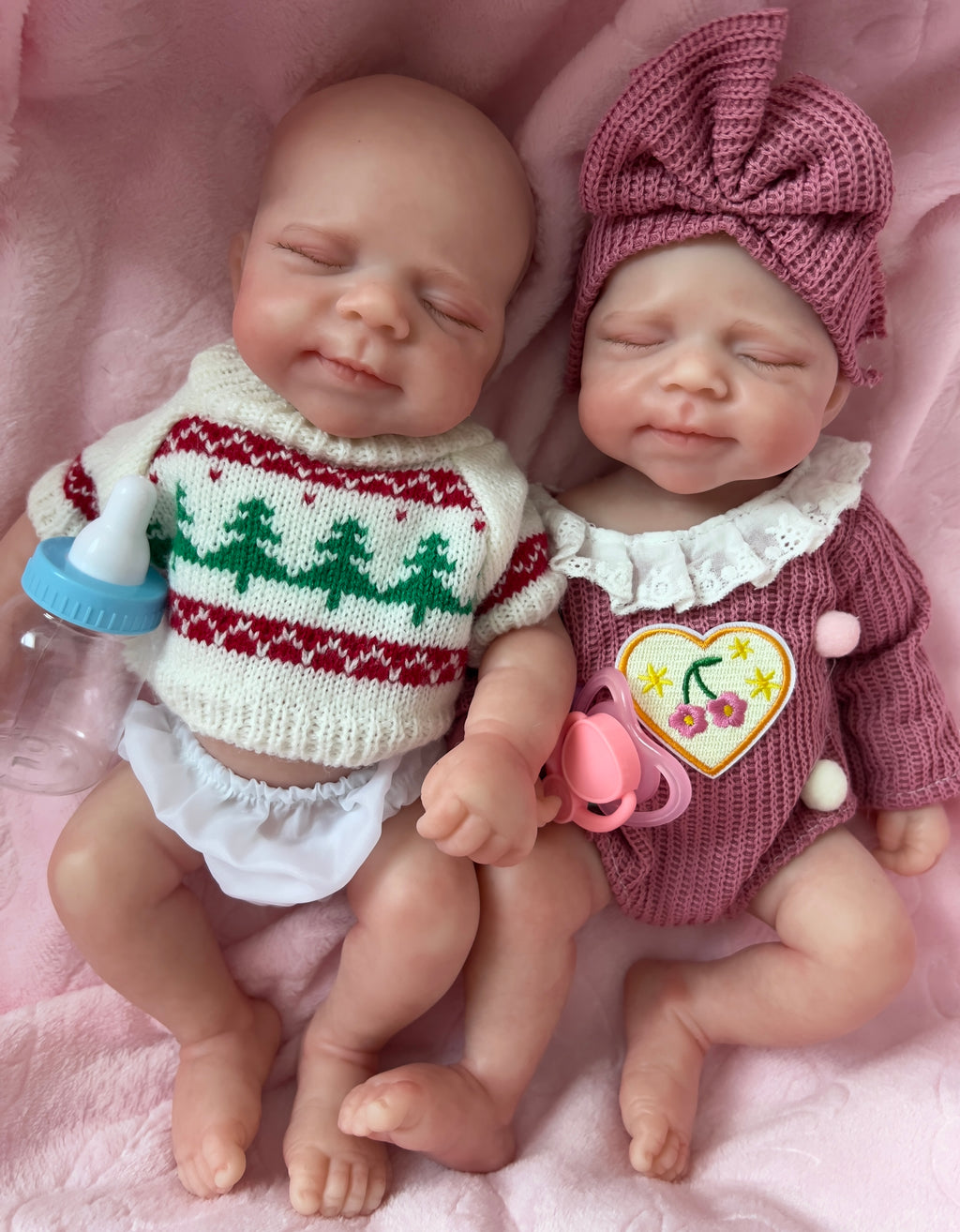 Realistic Silicone Baby Doll Twins Boy and Girl– 33cm, Squishy & Floppy