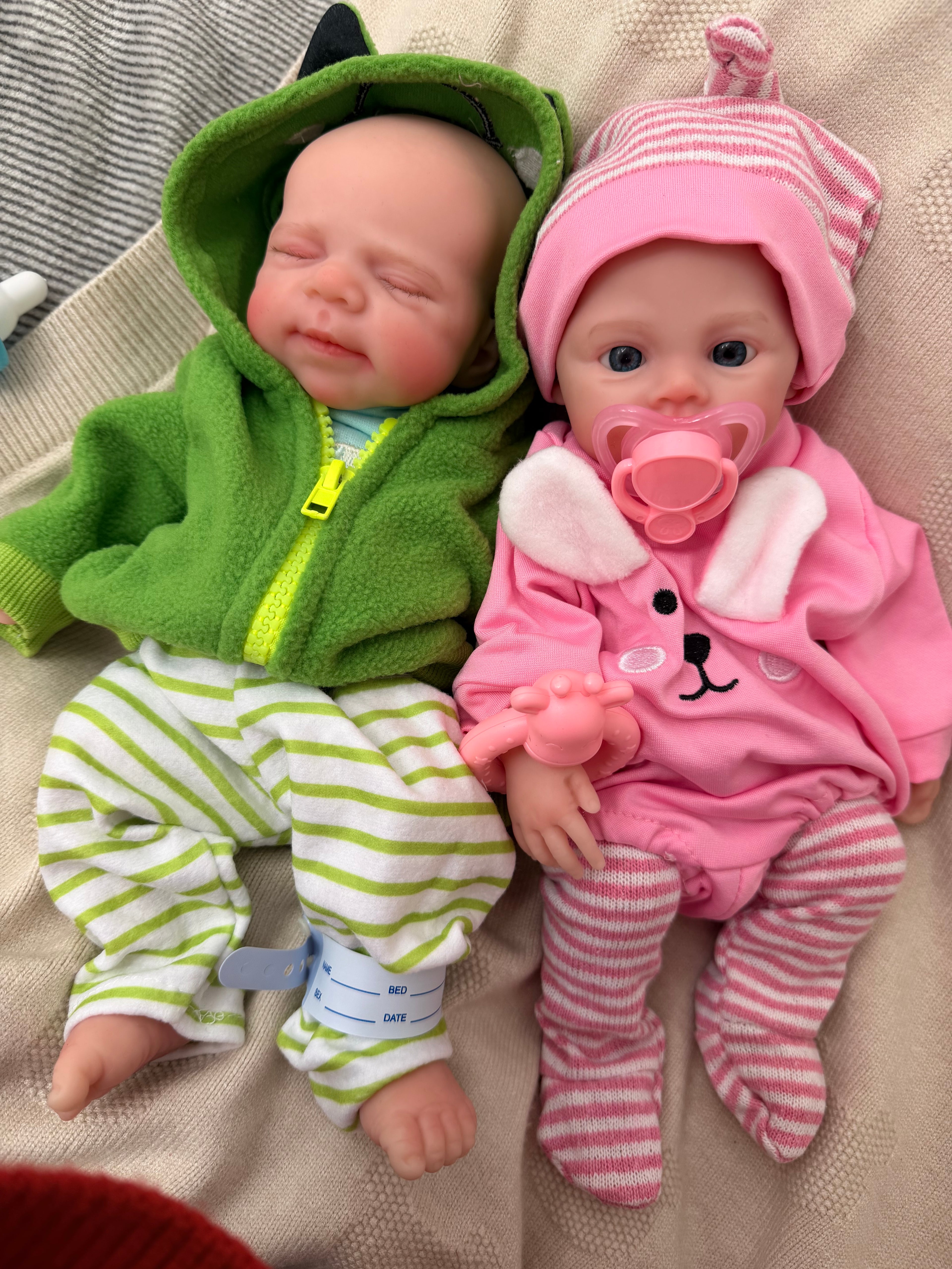 JACK & KIM - Realistic 100% Silicone Reborn Baby Dolls Twins 33cm, Squishy & Floppy