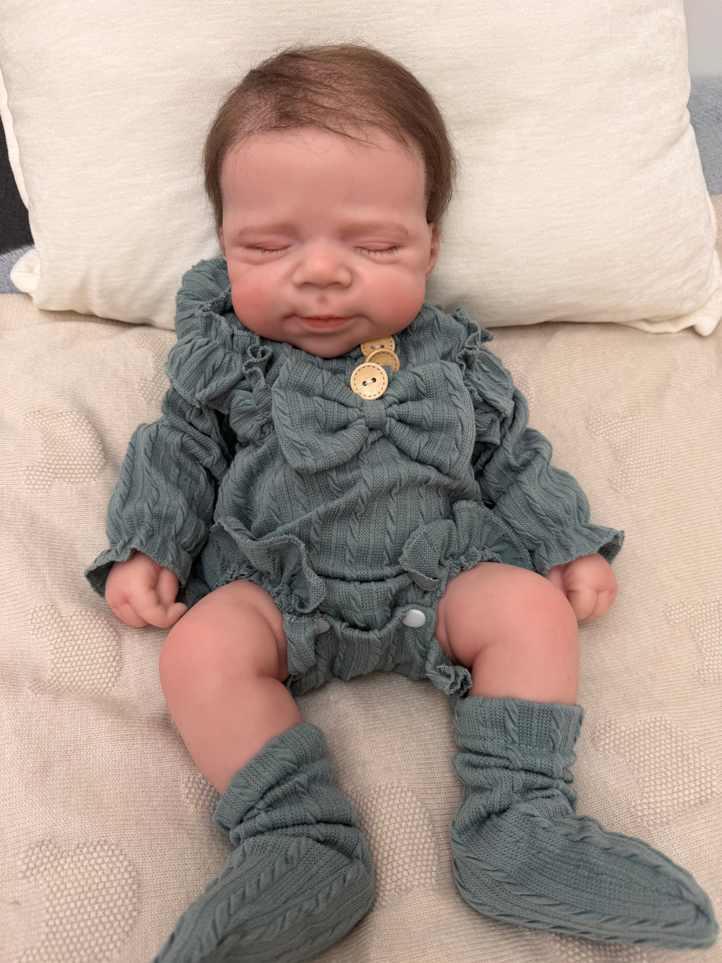 MIA - (Hand-Rooted Mohair Hair) Realistic 100% Silicone Reborn Baby Doll 47cm, Squishy & Floppy