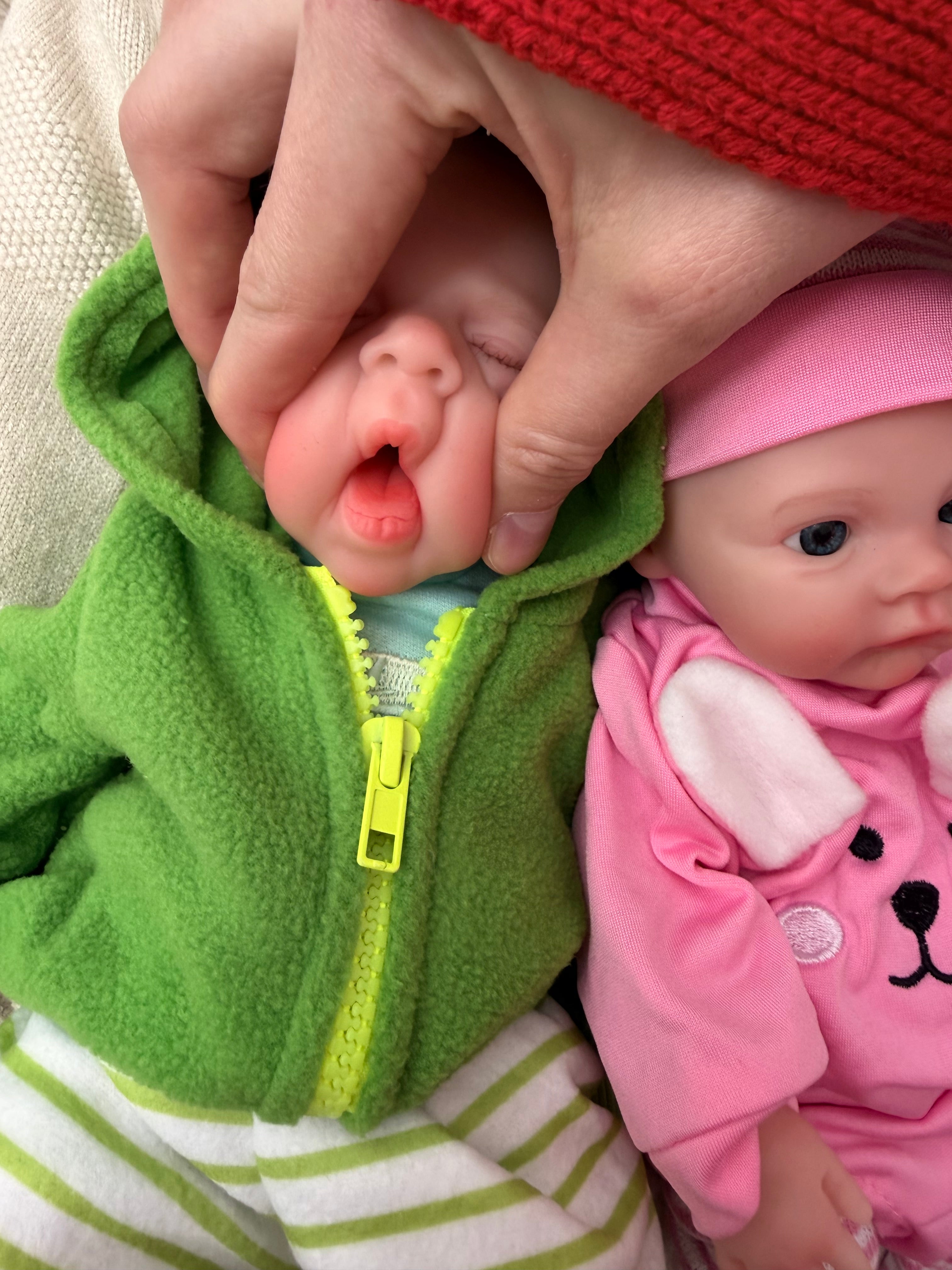JACK & KIM - Realistic 100% Silicone Reborn Baby Dolls Twins 33cm, Squishy & Floppy