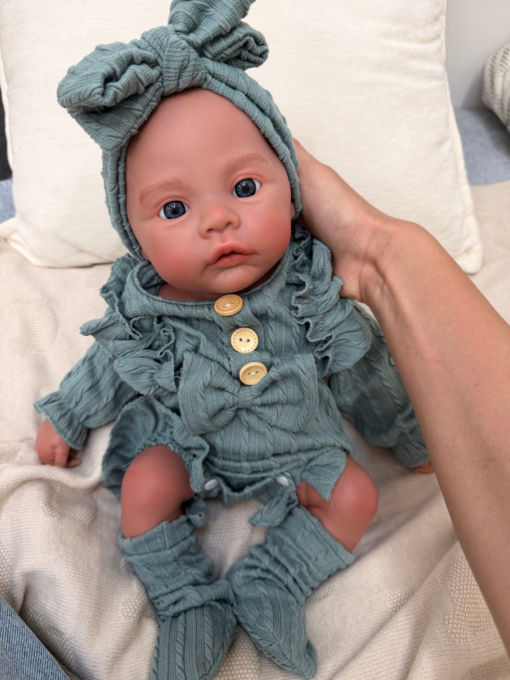 KIM - (Dark Skin) Realistic 100% Silicone Reborn Baby Doll 47cm, Squishy & Floppy