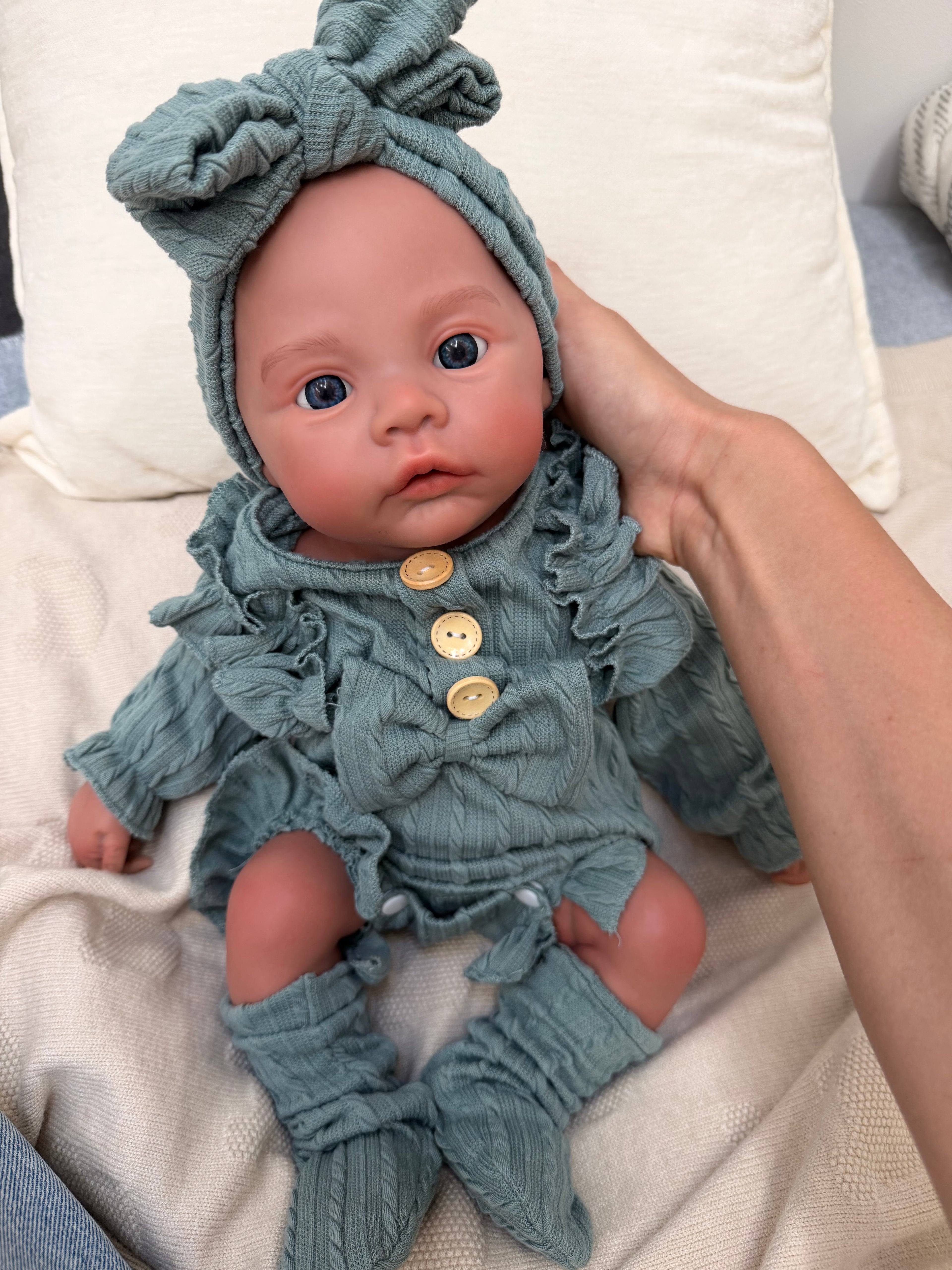 KIM - (Dark Skin) Realistic 100% Silicone Reborn Baby Doll 47cm, Squishy & Floppy