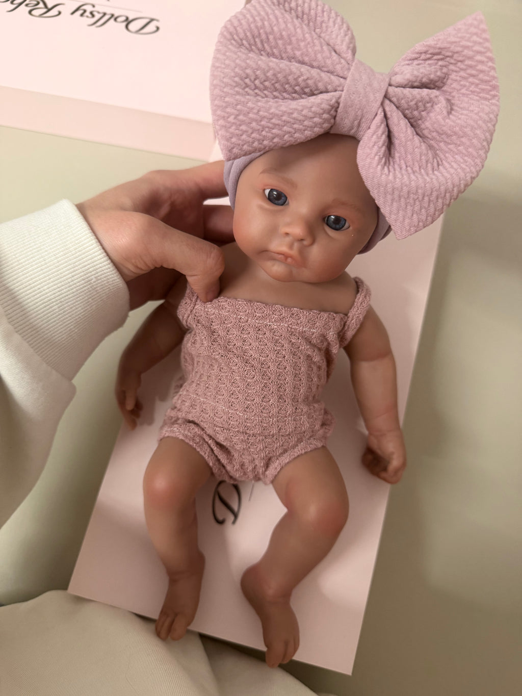 33cm Full Body Silicone Reborn Baby Girl – Mini KIM (Dark Skin)| Dollsy