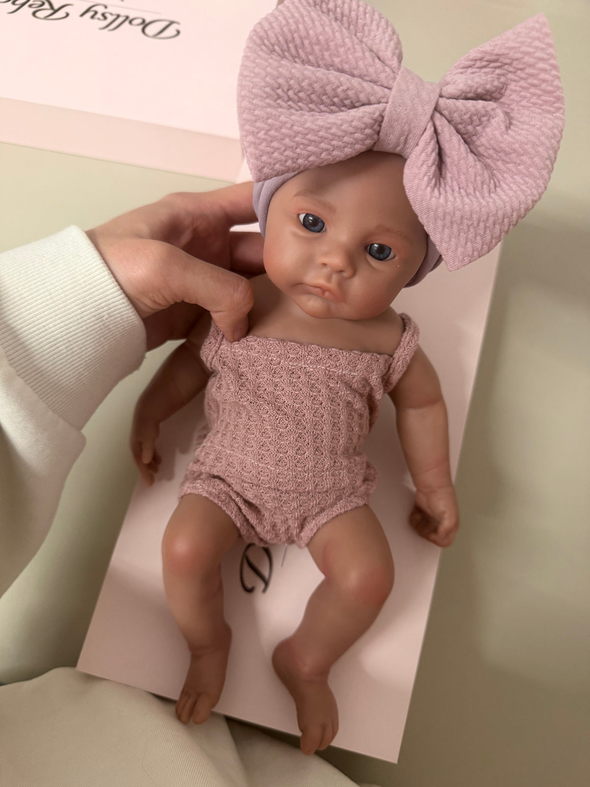 33cm Full Body Silicone Reborn Baby Girl – Mini KIM (Dark Skin)| Dollsy