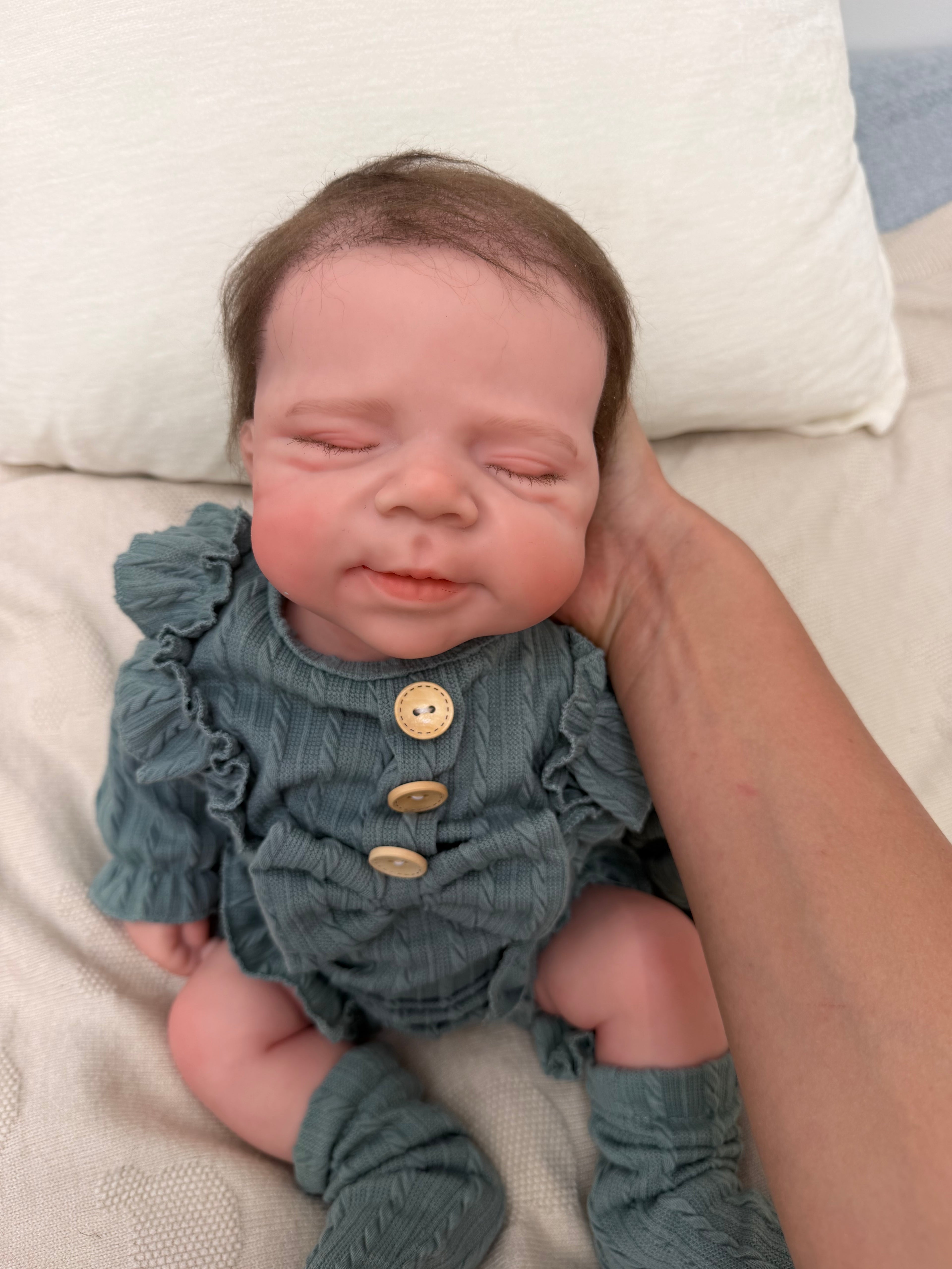 MIA - (Hand-Rooted Mohair Hair) Realistic 100% Silicone Reborn Baby Doll 47cm, Squishy & Floppy