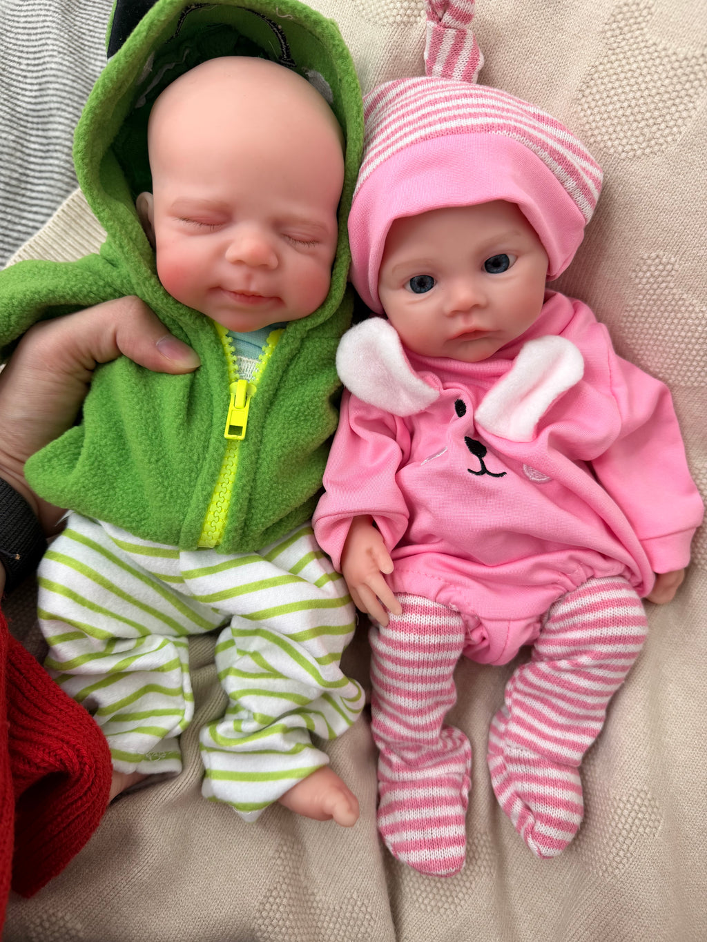 JACK & KIM - Realistic 100% Silicone Reborn Baby Dolls Twins 33cm, Squishy & Floppy
