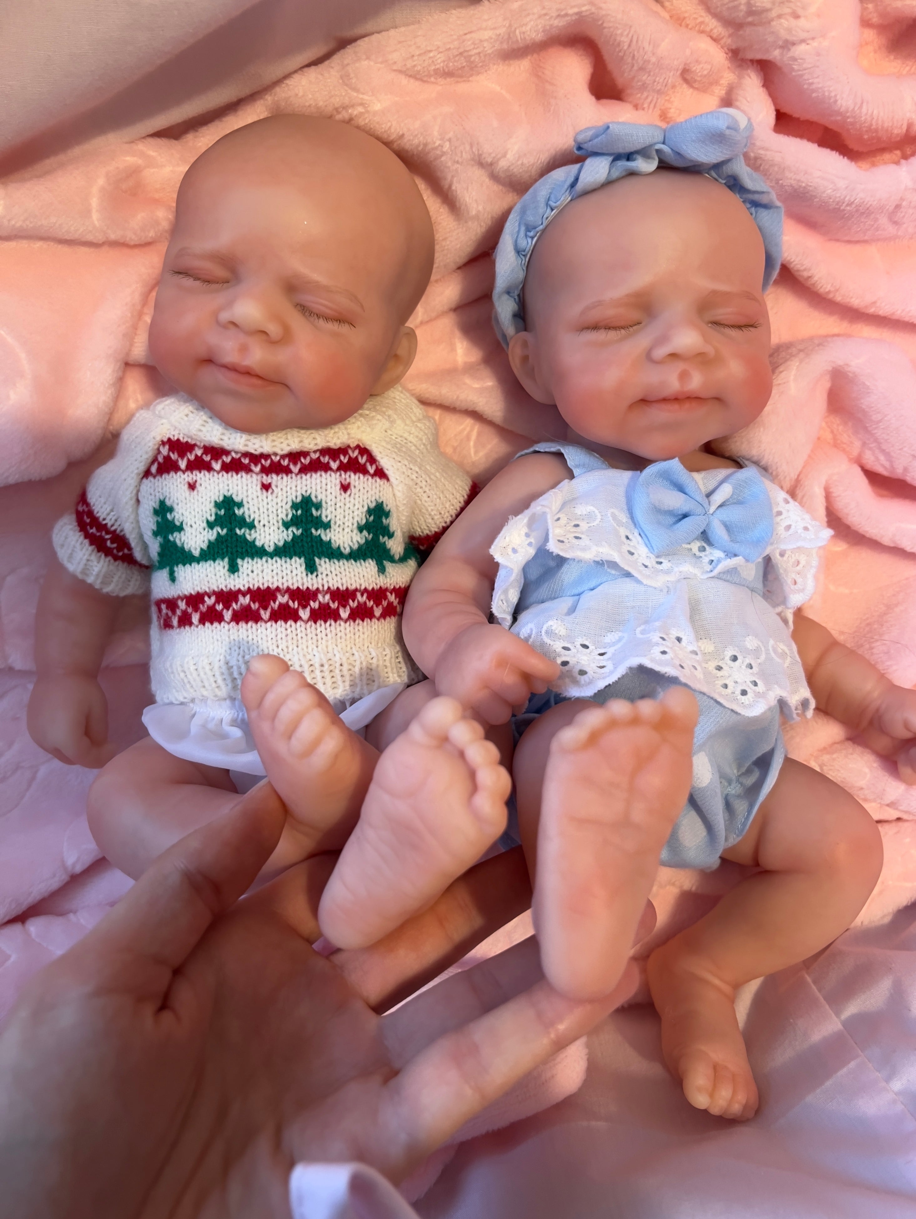 Realistic Silicone Baby Doll Twins Boy and Girl– 33cm, Squishy & Floppy