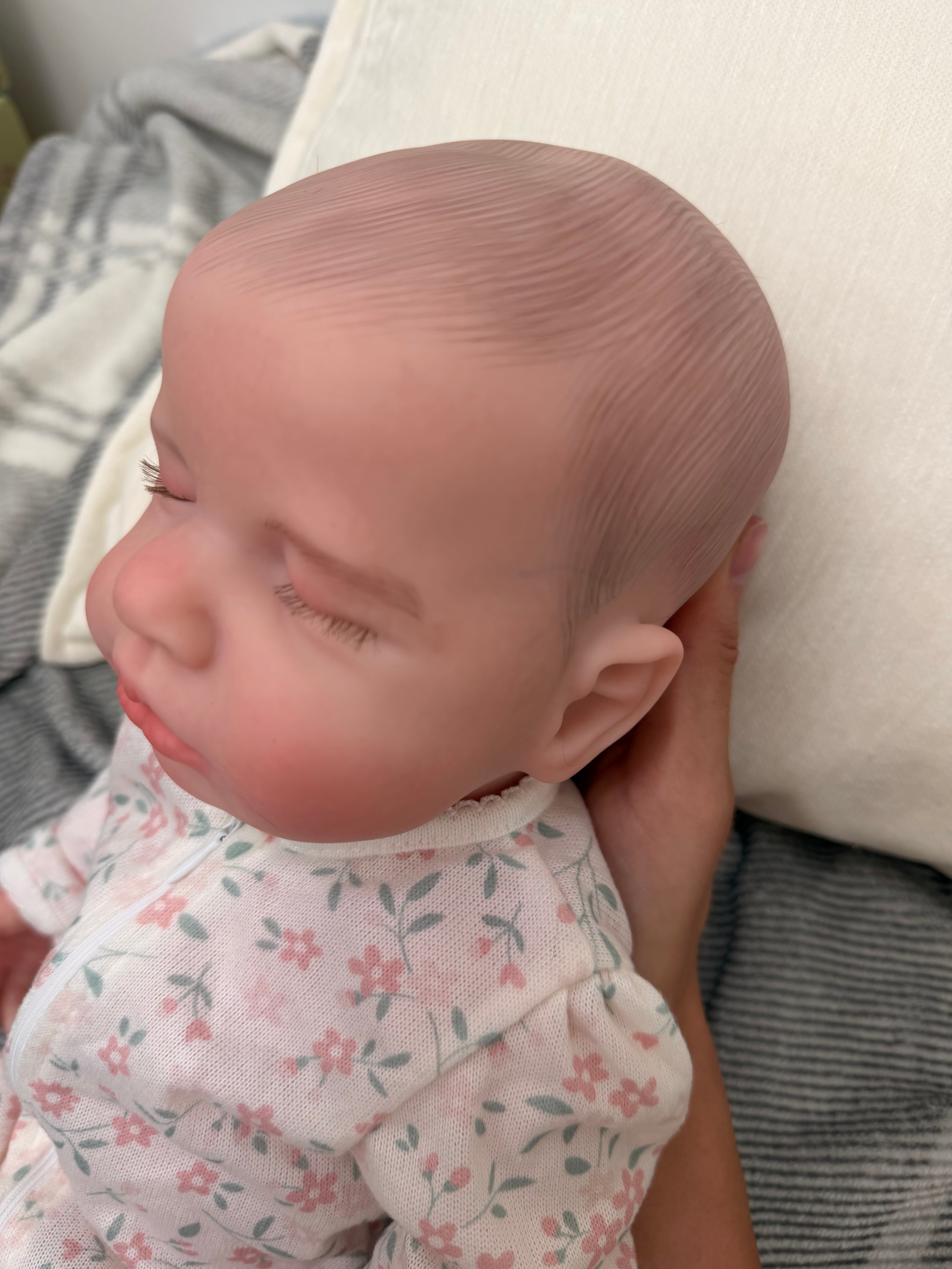 LUCINDA - (Painted hair) Realistic 100% Silicone Reborn Baby Doll 47cm, Squishy & Floppy