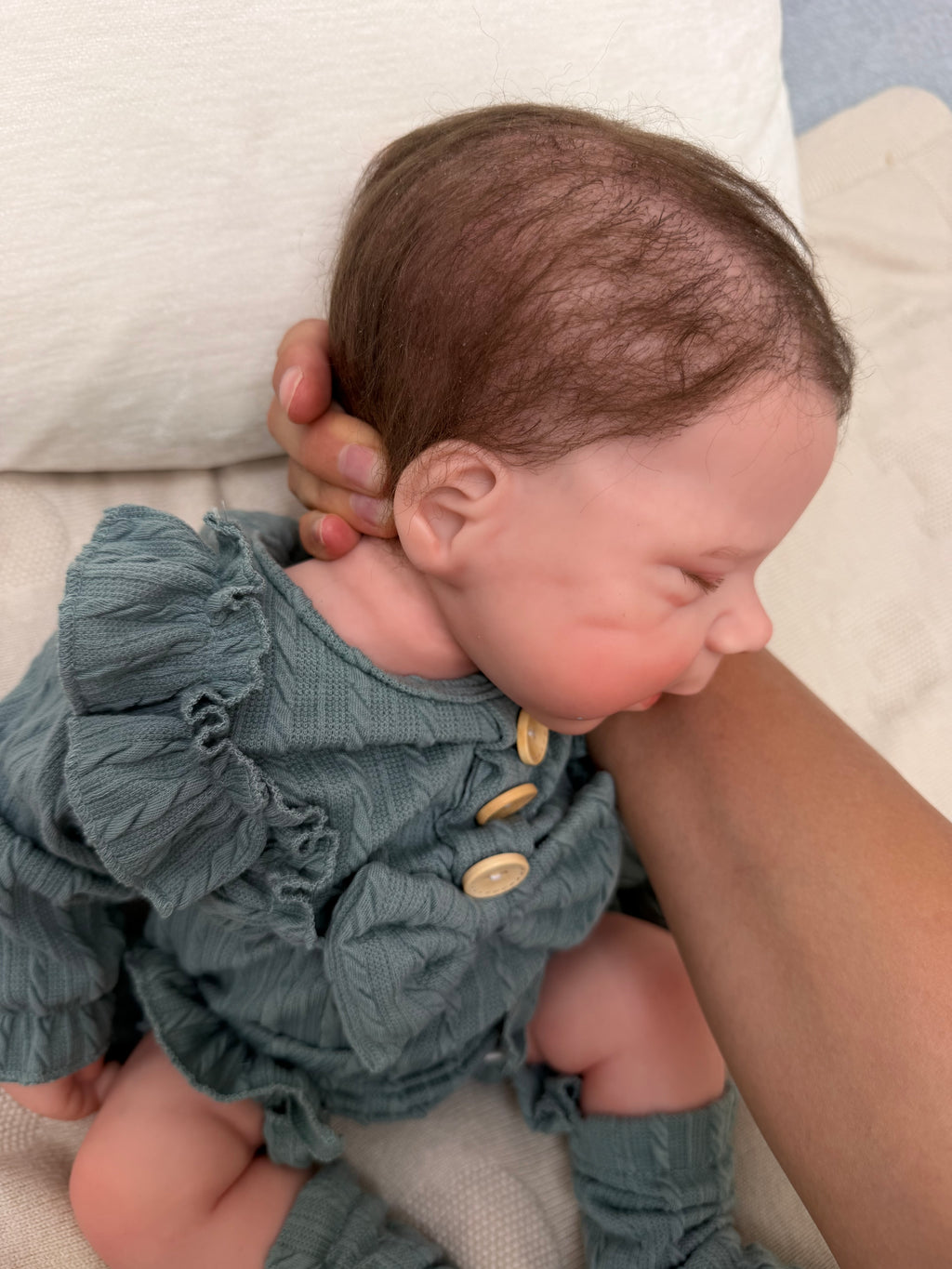 MIA - (Hand-Rooted Mohair Hair) Realistic 100% Silicone Reborn Baby Doll 47cm, Squishy & Floppy