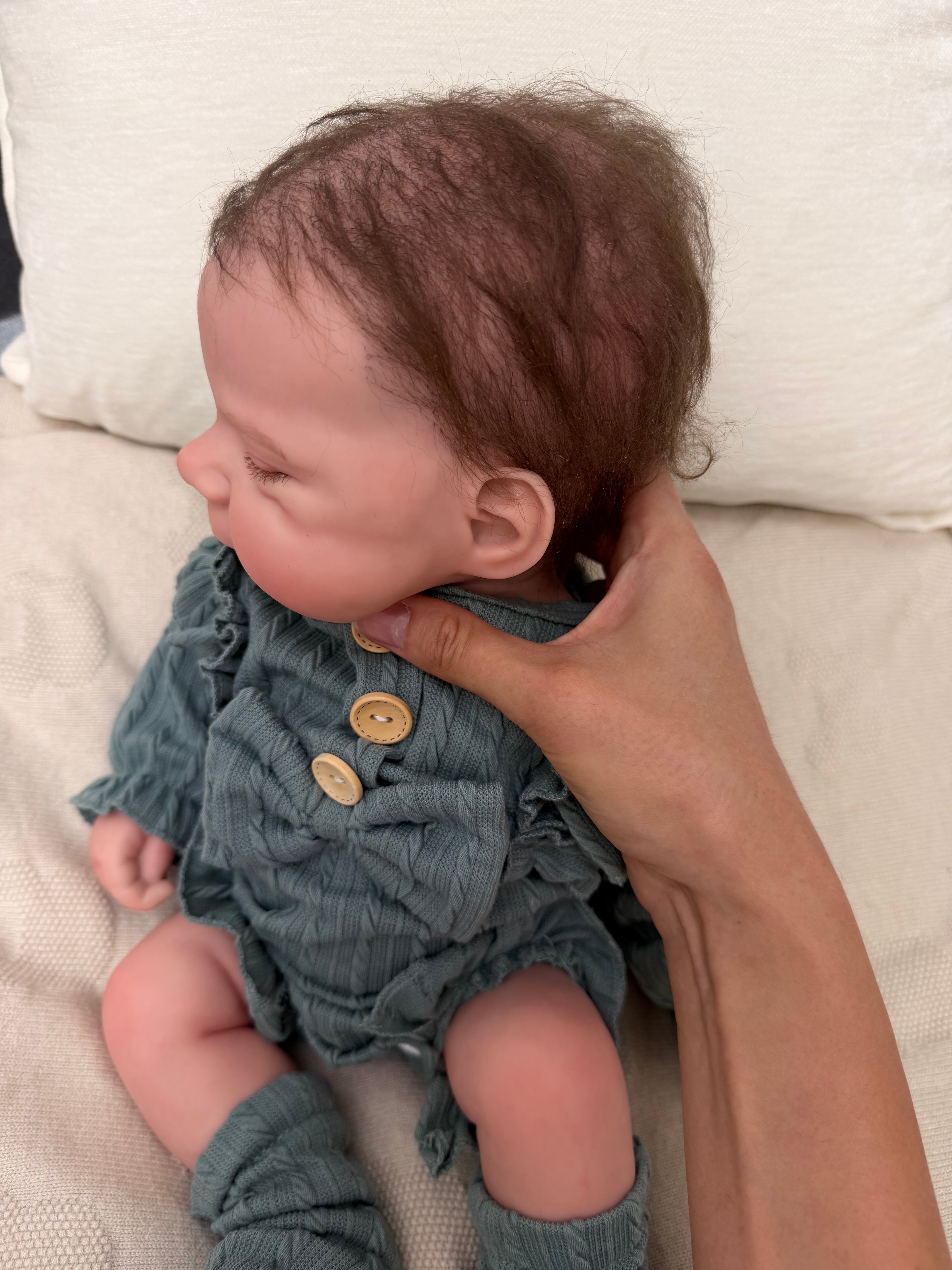 MIA - (Hand-Rooted Mohair Hair) Realistic 100% Silicone Reborn Baby Doll 47cm, Squishy & Floppy