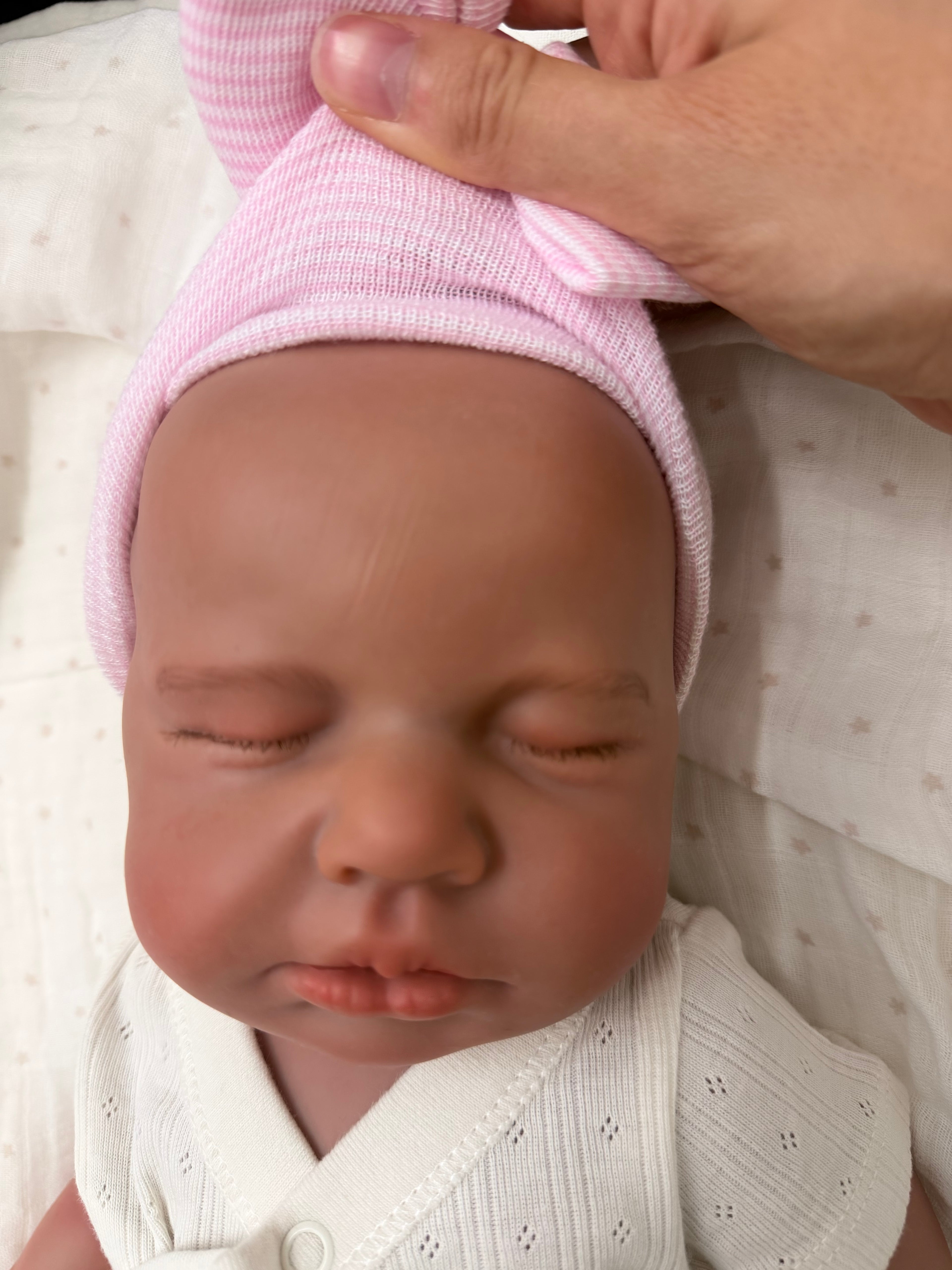 47cm Floppy Full Body Silicone Reborn Baby Girl – LUCINDA (Dark Skin) | Dollsy