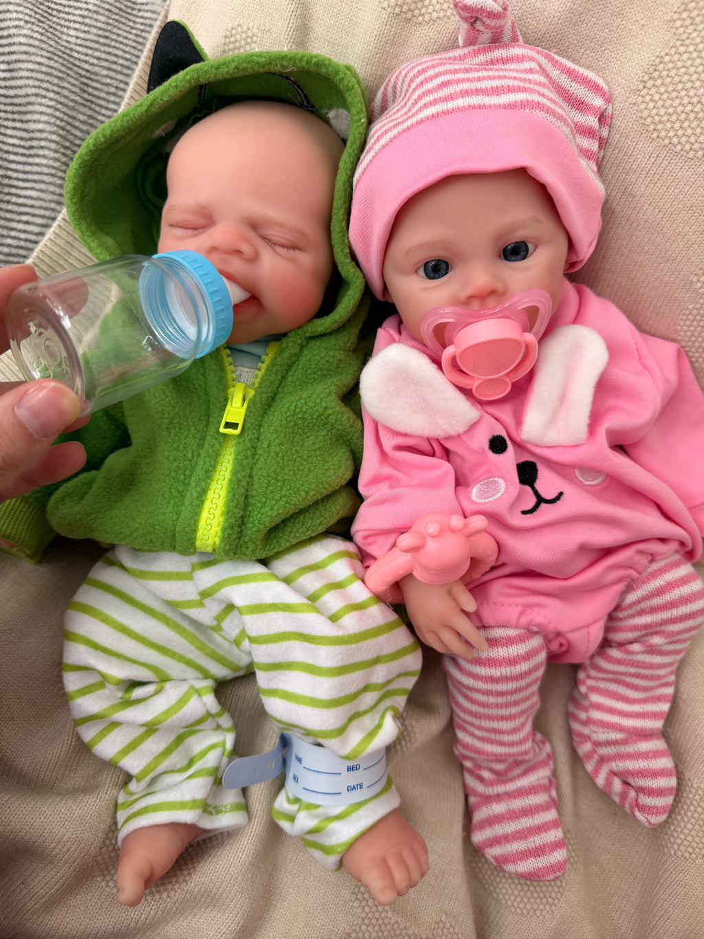 JACK & KIM - Realistic 100% Silicone Reborn Baby Dolls Twins 33cm, Squishy & Floppy