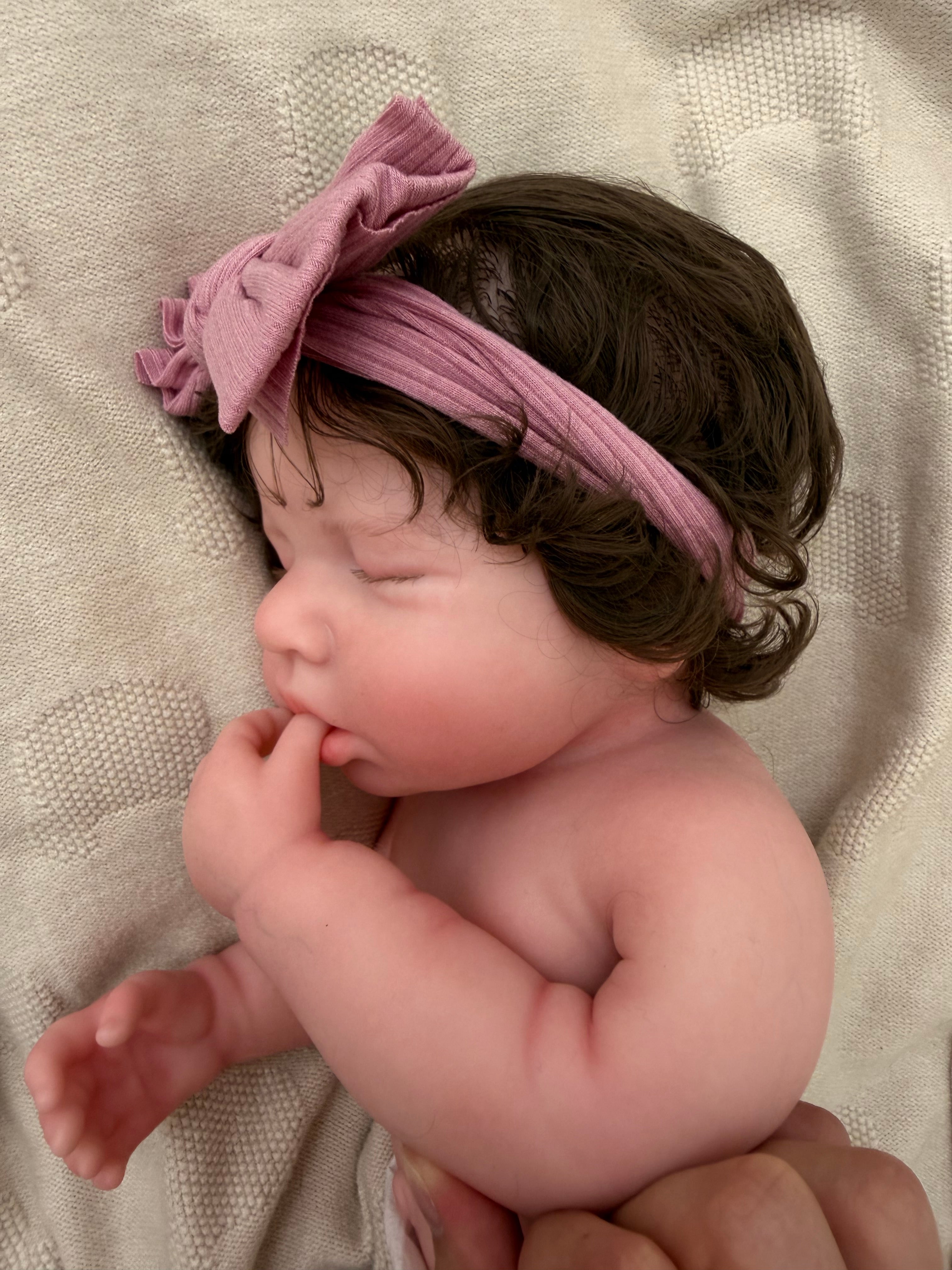 LUCINDA - (Hand-Rooted Nylon Hair)Realistic 100% Silicone Reborn Baby Doll 47cm, Squishy & Floppy