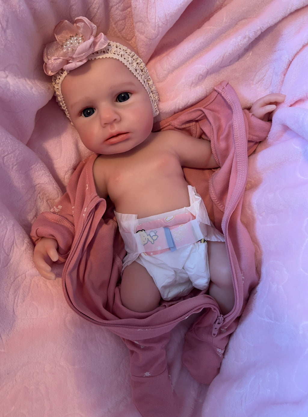 Realistic Silicone Baby Girl Doll – 47cm, Squishy & Floppy with Accessories