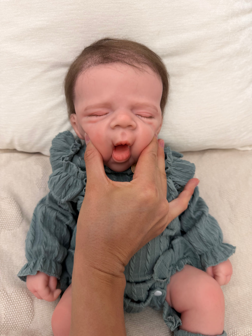 MIA - (Hand-Rooted Mohair Hair) Realistic 100% Silicone Reborn Baby Doll 47cm, Squishy & Floppy