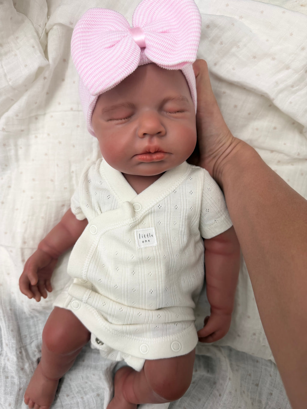 47cm Floppy Full Body Silicone Reborn Baby Girl – LUCINDA (Dark Skin) | Dollsy