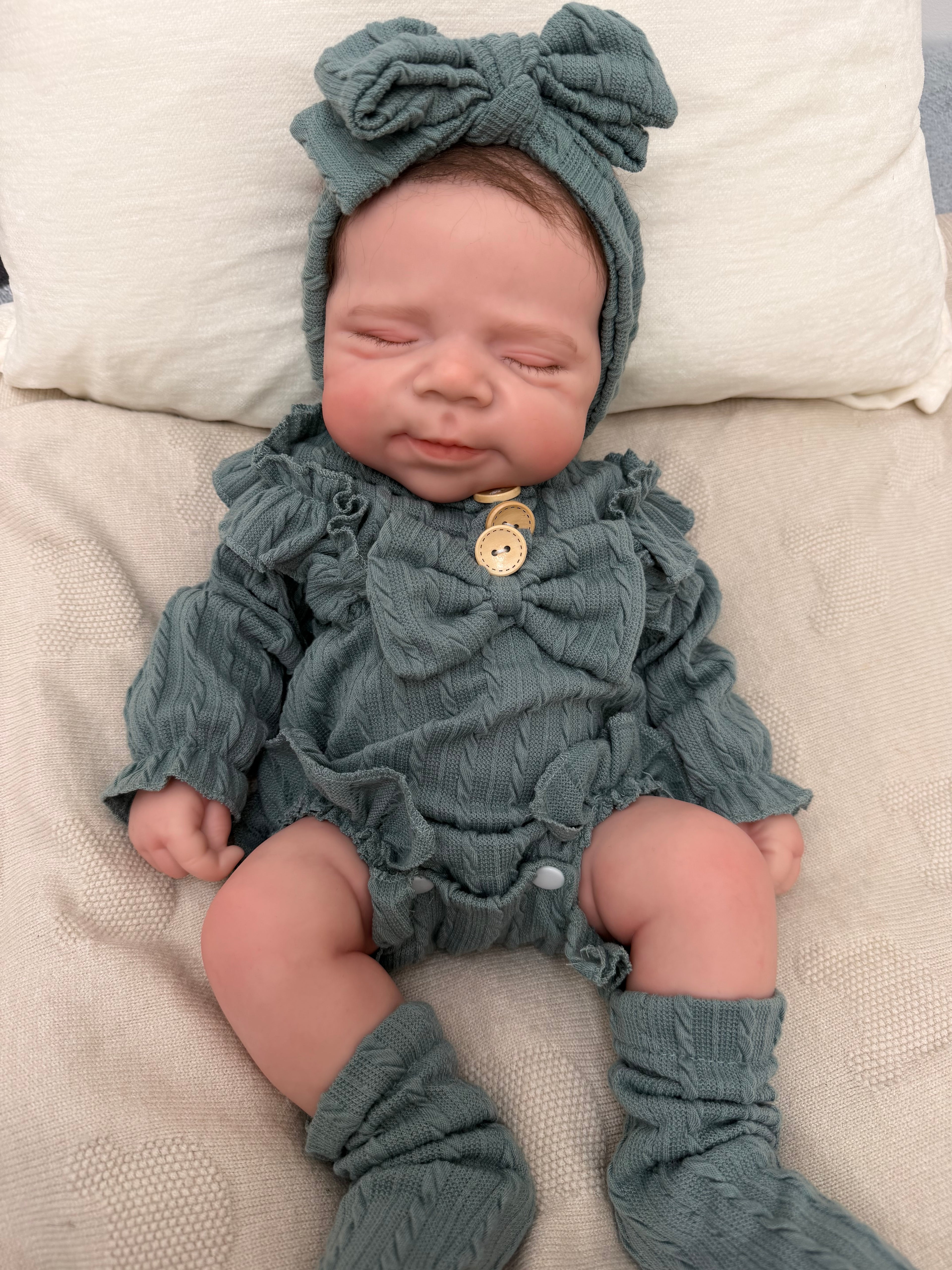 MIA - (Hand-Rooted Mohair Hair) Realistic 100% Silicone Reborn Baby Doll 47cm, Squishy & Floppy