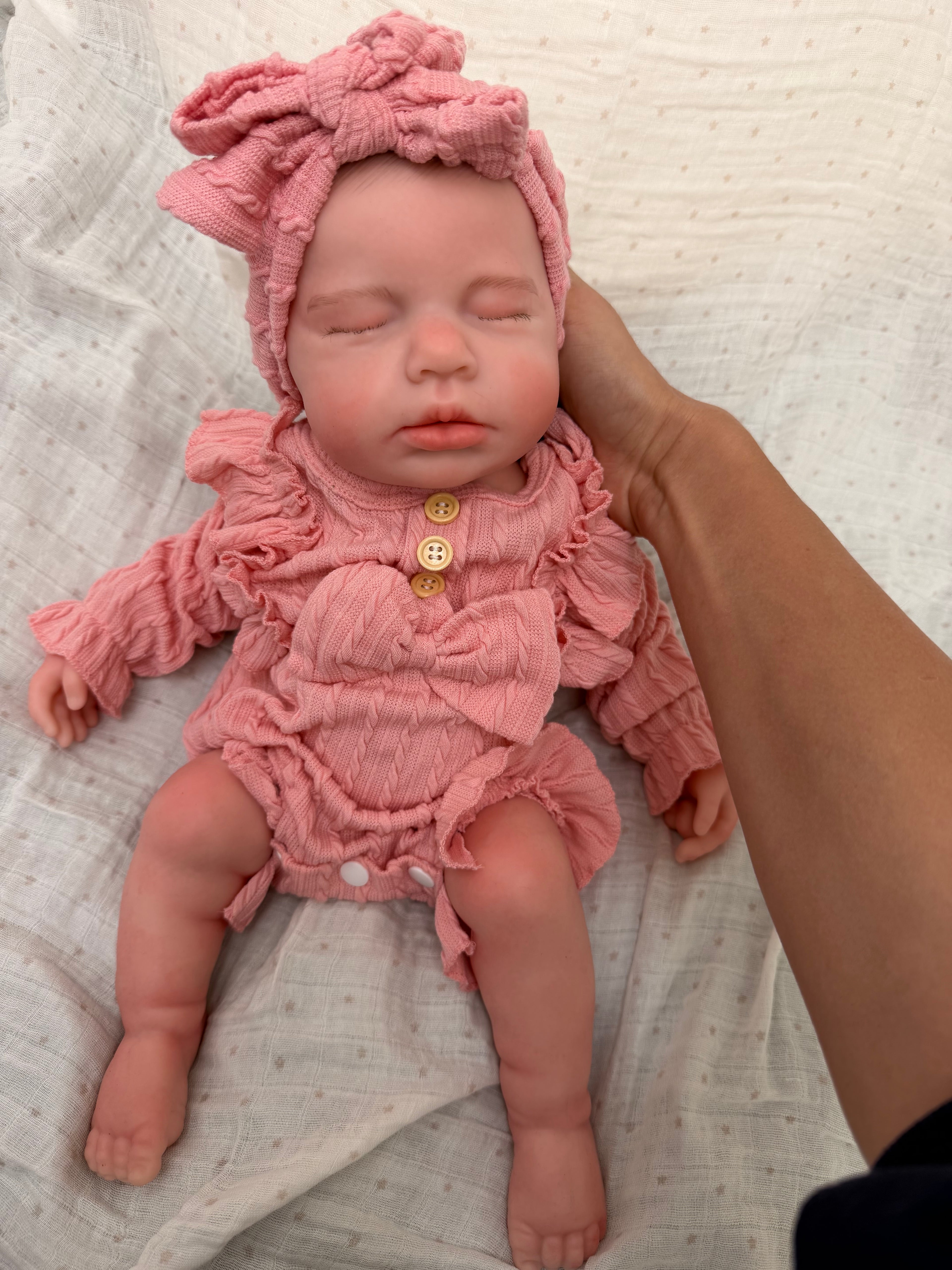 47cm Full Body Silicone Reborn Baby Girl with Painted Hair – Lucinda | Dollsy