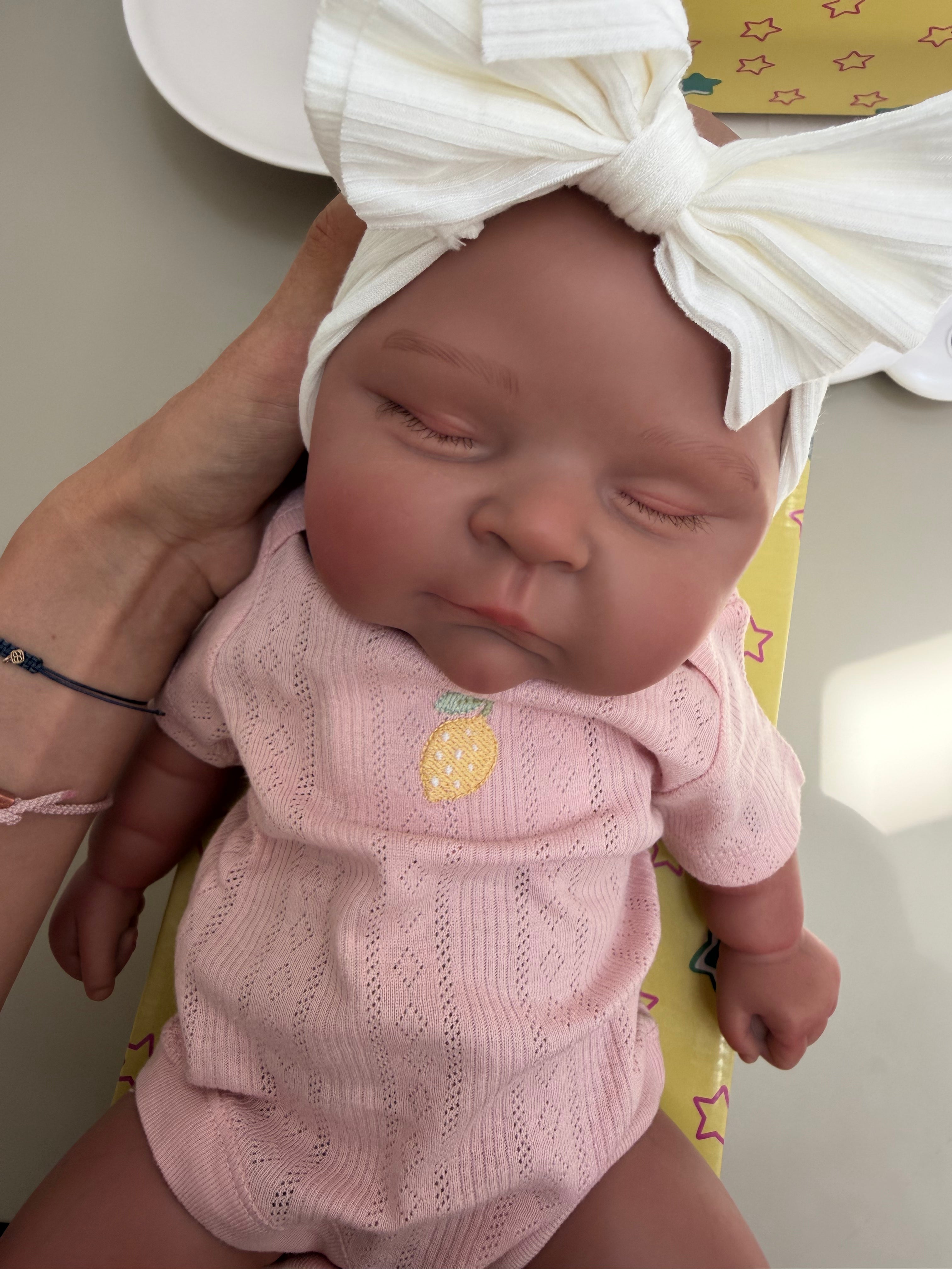 47cm Floppy Full Body Silicone Reborn Baby Girl – Sunny (Dark Skin) | Dollsy