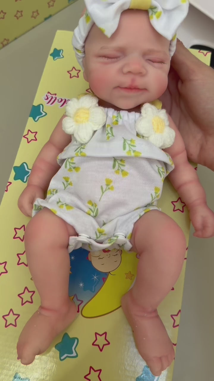 Mini MIA - Poupée Bébé Reborn Réaliste 100% Silicone 33cm, Souple et Malléable