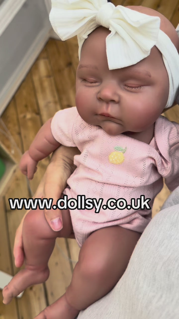 47cm Floppy Full Body Silicone Reborn Baby Girl – Sunny (Dark Skin) | Dollsy