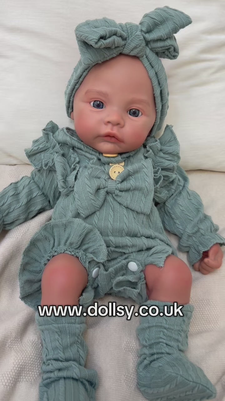 KIM - (Dark Skin) Realistic 100% Silicone Reborn Baby Doll 47cm, Squishy & Floppy